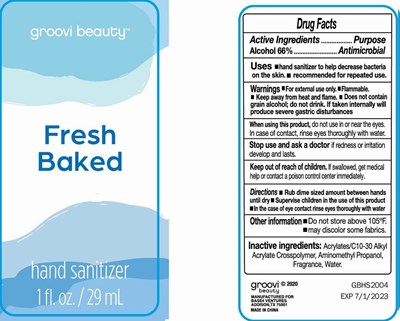 Image Description (Groovi Beauty Fresh Baked Hand Sanitizer 29 mL 62vv)